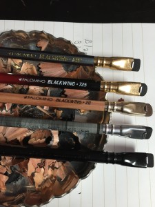 Five blackwing pencils showing the ferrules